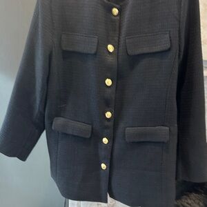 Elegant Black Women's Jacket with Gold Buttons